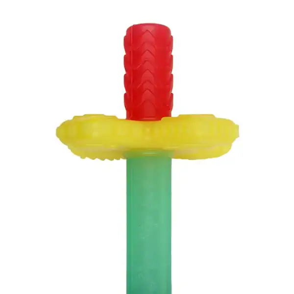 Colorful plastic toy sword with textured grip