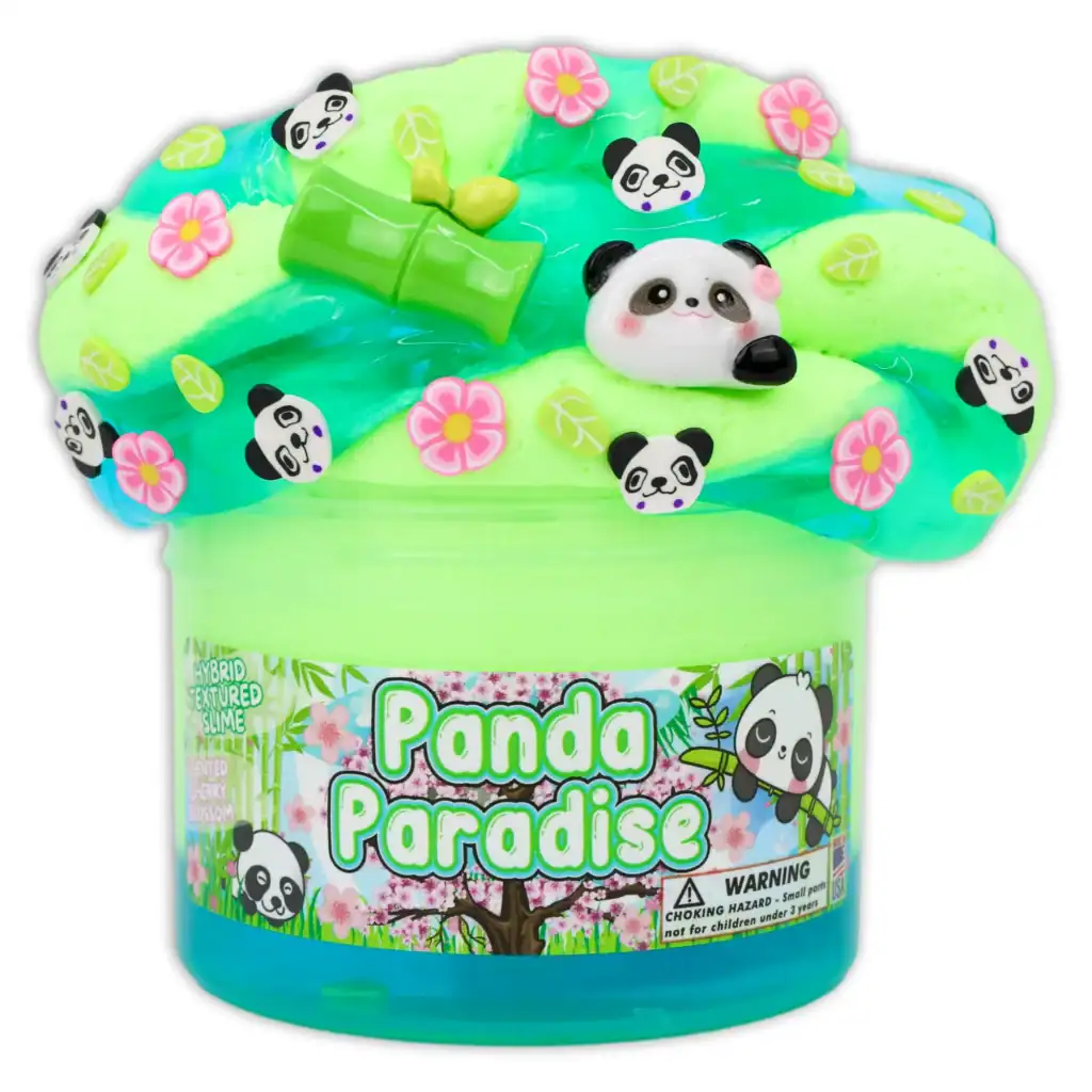 Panda-themed slime with floral decorations