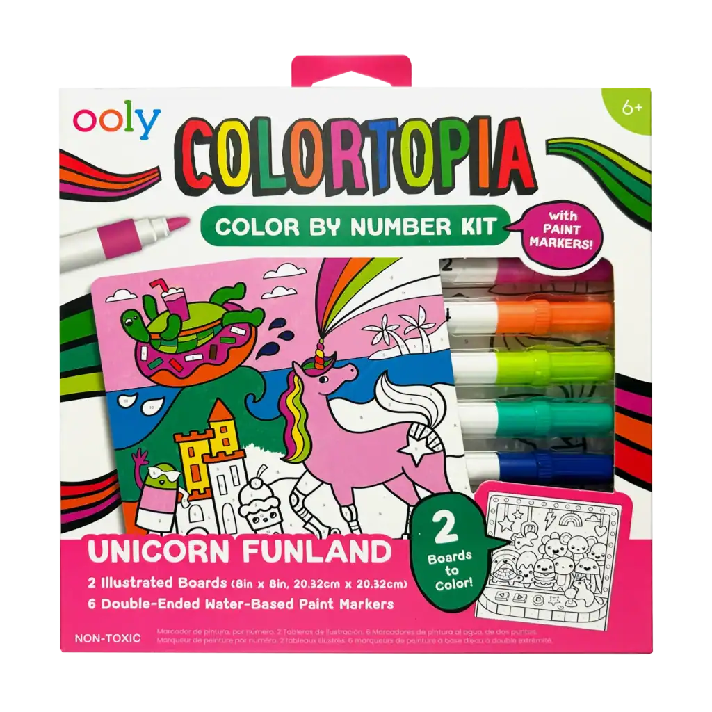 Colorful unicorn paint-by-number kit for kids.