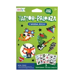 Colorful animal-themed temporary tattoo pack for kids