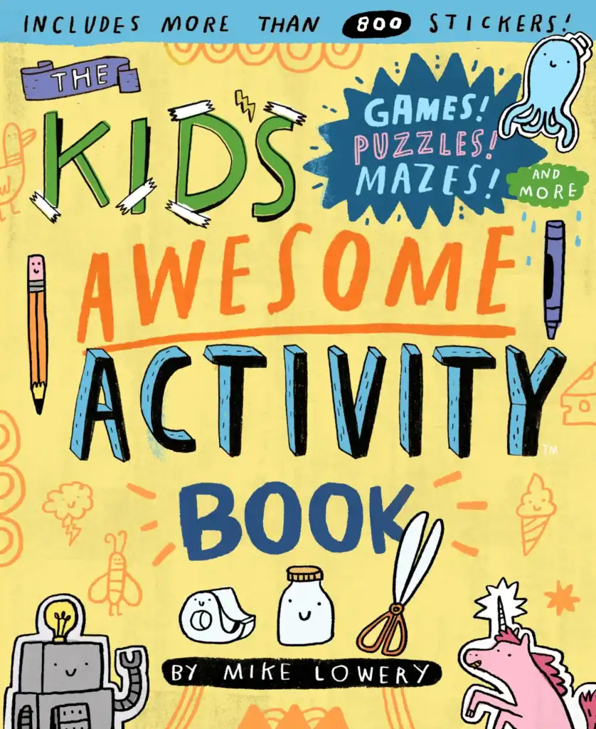 Kid's activity book with games and puzzles.