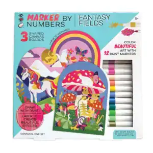 Marker by numbers kit with canvas boards.