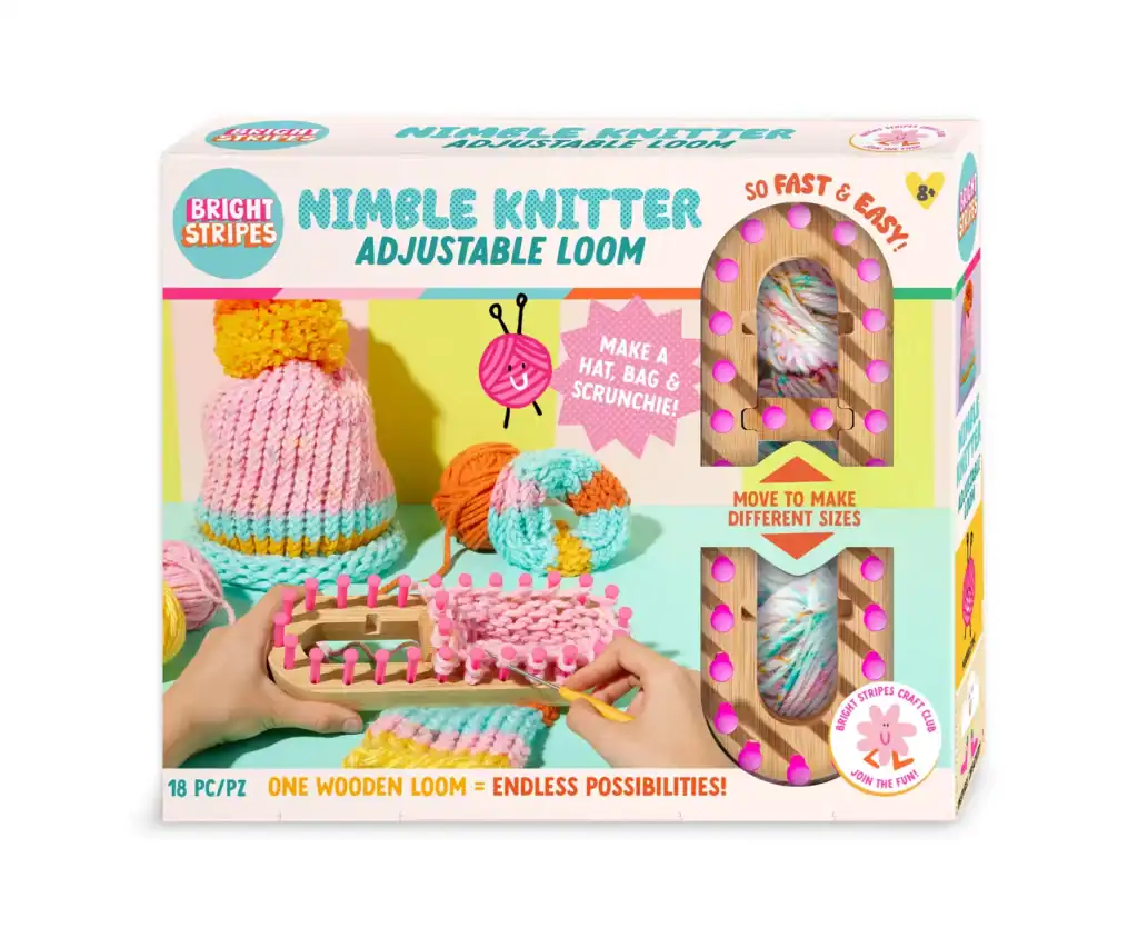 Bright Stripes Nimble Knitter Adjustable Loom package.