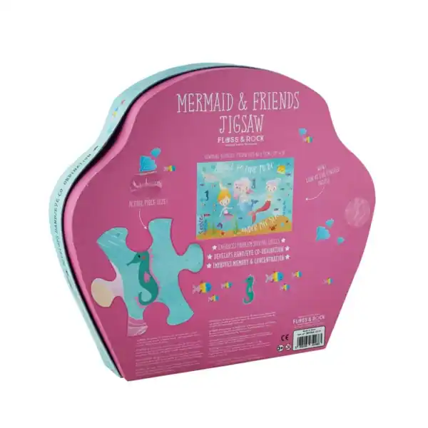 Mermaid jigsaw puzzle with friends in pink box.