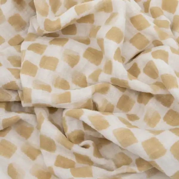 Beige checkered fabric close-up
