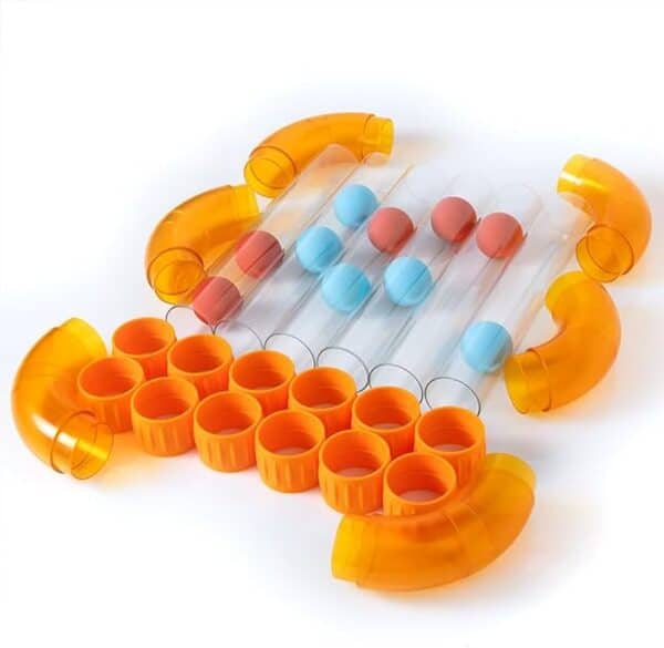 Colorful pipe and ball puzzle game for children