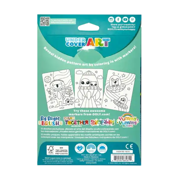 Coloring art kit packaging with hidden pattern designs.
