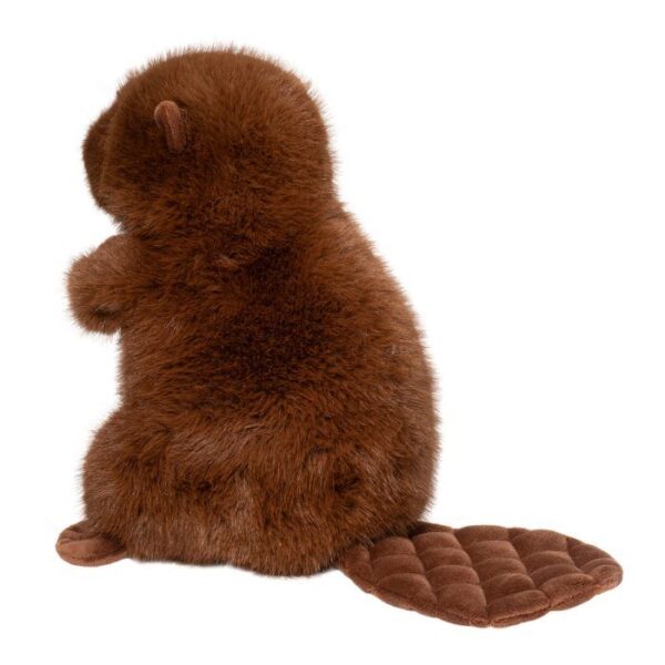 Brown plush beaver toy with flat tail.