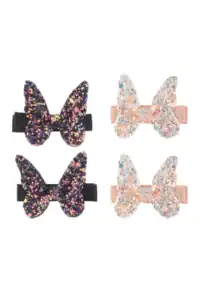 Colorful glitter butterfly hair clips set of four