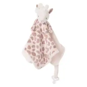 Giraffe plush blanket with pacifier attachment