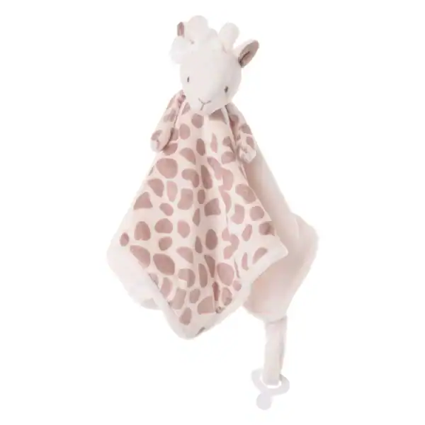 Giraffe plush blanket with pacifier attachment