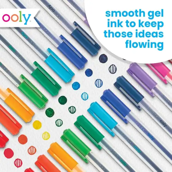 Colorful gel pens for creative writing and drawing.
