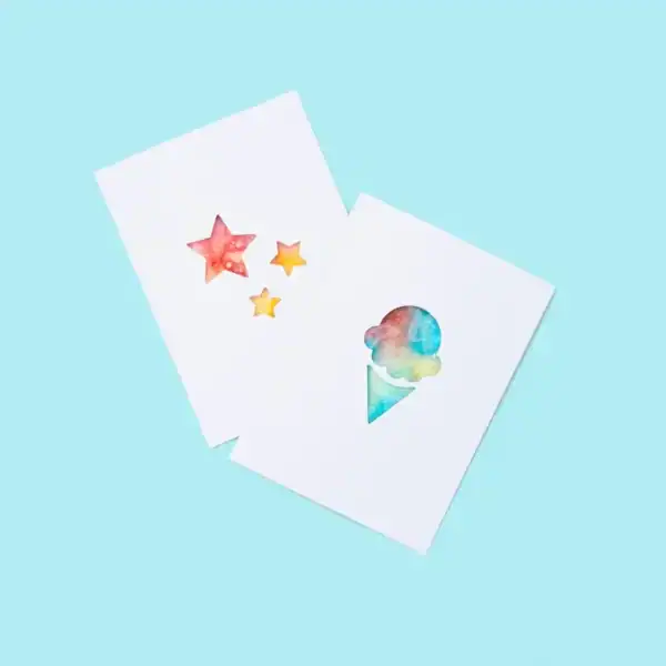 Colorful star and ice cream cutout cards