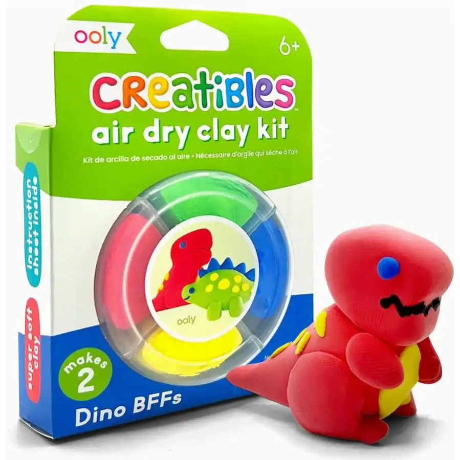 Creatibles air dry clay kit with dinosaur figures.