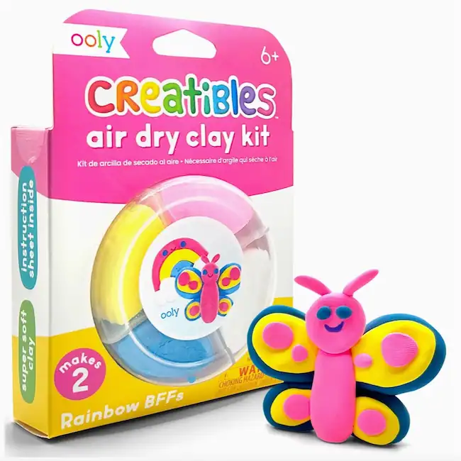 Colorful air dry clay kit with butterfly model.