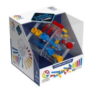 Criss Cross Cube logic game by SmartGames with pieces.