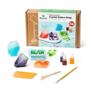 KiwiCo Crystal Ombre Soap making kit display.