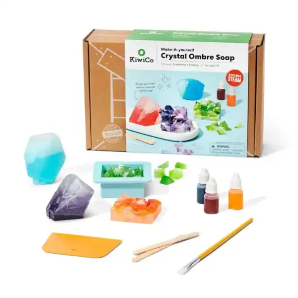KiwiCo Crystal Ombre Soap making kit display.
