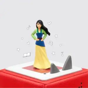 Toy figurine on interactive speaker platform.