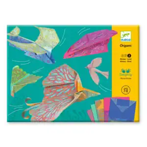 Colorful origami paper airplanes and birds illustration