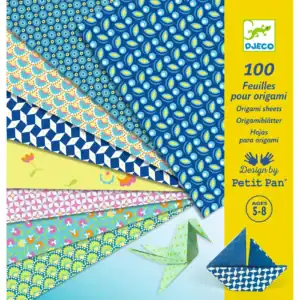 Colorful origami paper set for ages 5-8.