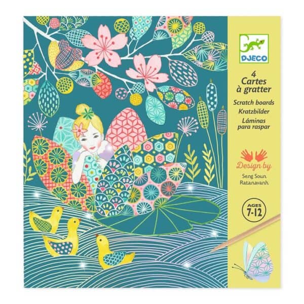 Colorful scratch art kit for ages 7-12.