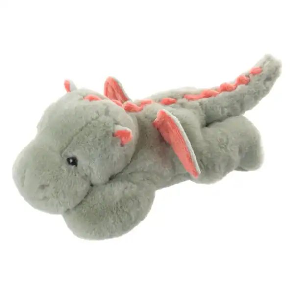 Plush dragon toy with orange accents and wings.