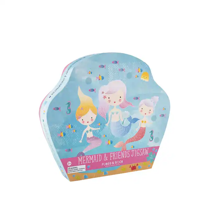 Mermaid-themed jigsaw puzzle box for children
