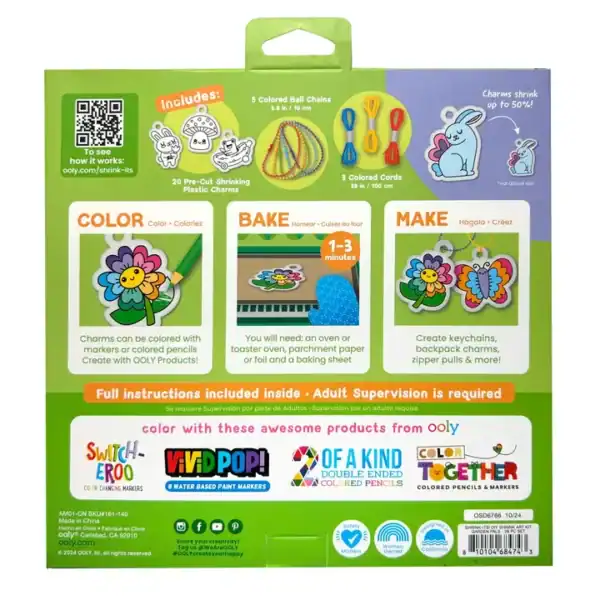 OOLY shrink art kit with coloring and baking instructions.