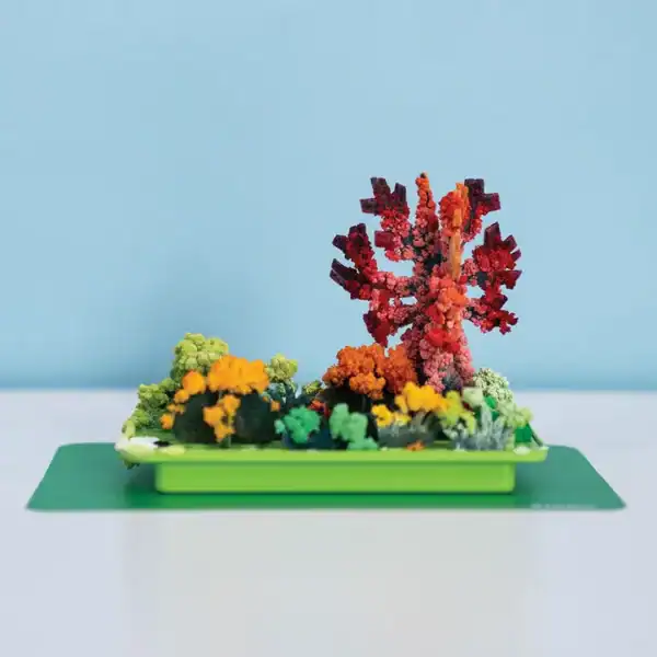 Colorful crystal tree with green base