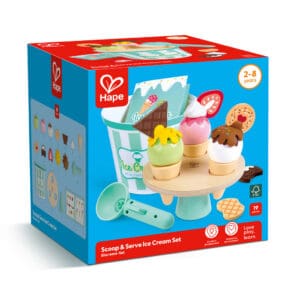 Hape wooden ice cream playset for kids 2-8 years.