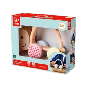 Hape Turbo Turtle wooden toy for toddlers, ages 10-36 months.