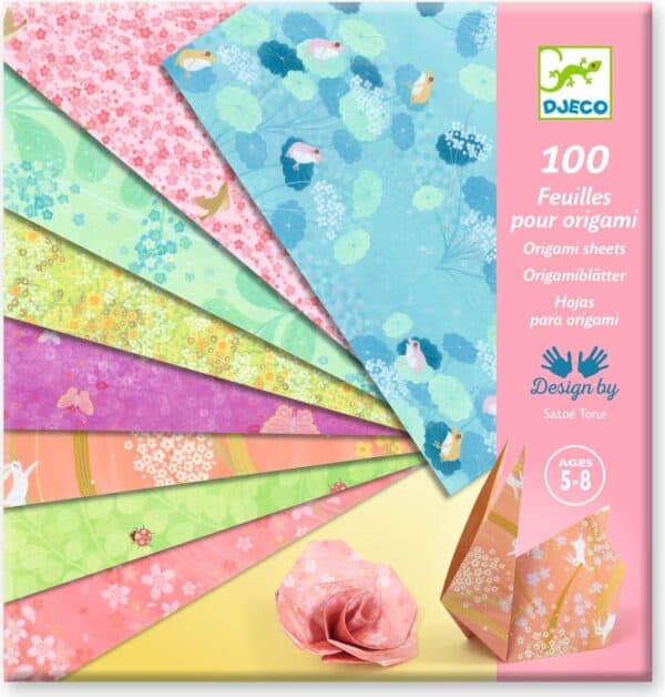Colorful origami paper pack for ages 5-8.