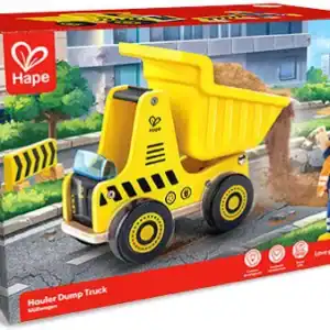 Hape toy dump truck for kids ages 2-8.