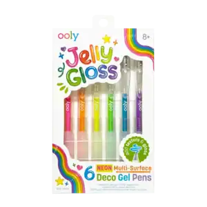 Neon gel pens set with colorful packaging.