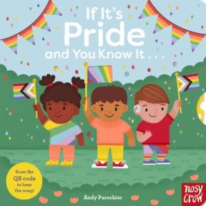 Children holding Pride flags at celebration