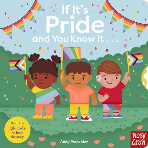 Children holding Pride flags at celebration