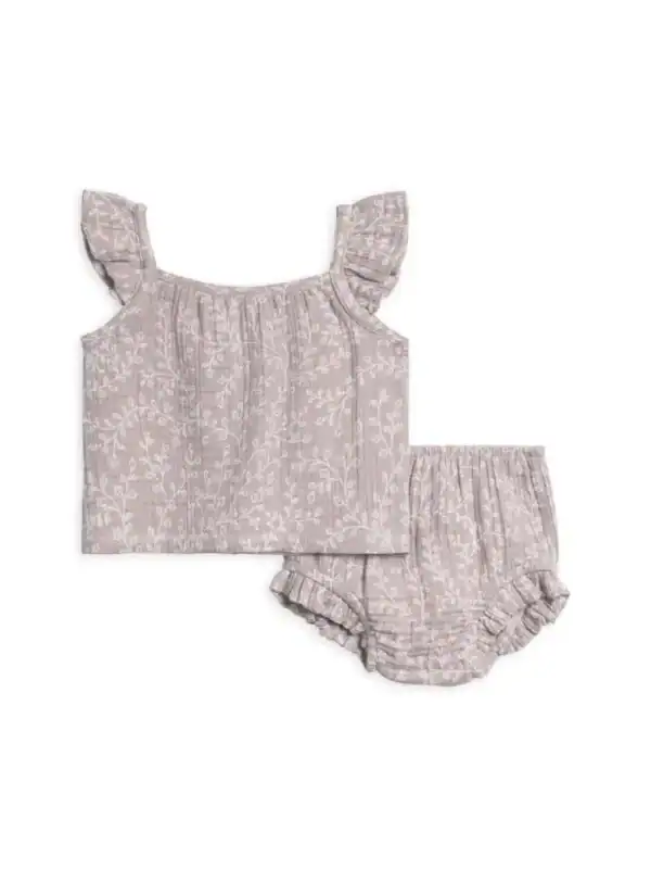 Floral baby outfit with top and bloomers