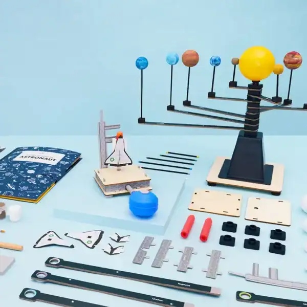 Educational solar system model kit with planets display.