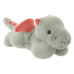 Soft green dragon plush toy with orange wings