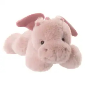 Soft pink plush dragon toy with wings