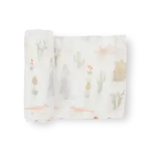White blanket with animal and desert prints