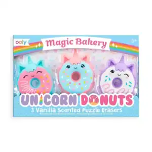 Unicorn donut puzzle erasers, vanilla scented, cute design