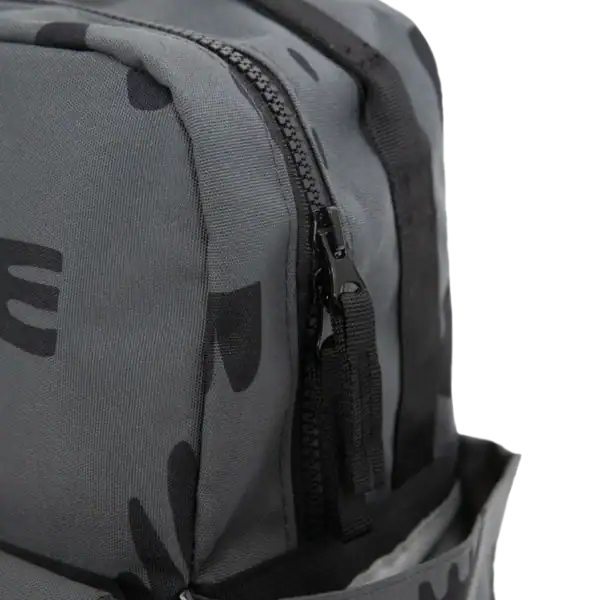 Gray backpack with black zipper detail