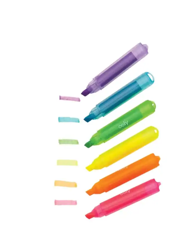 Colorful highlighters with matching marker strokes