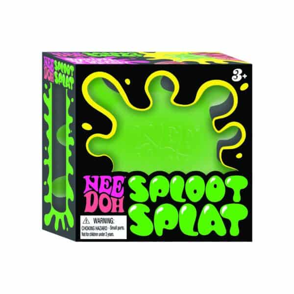Nee Doh Sploot Splat toy packaging, green splat design.