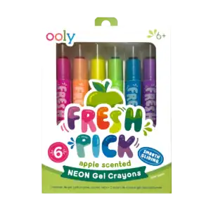 Colorful apple-scented neon gel crayons set for kids.