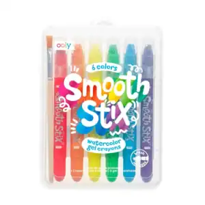 Colorful watercolor gel crayons set with six colors.
