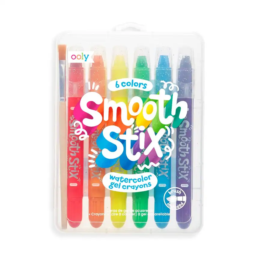 Colorful watercolor gel crayons set with six colors.