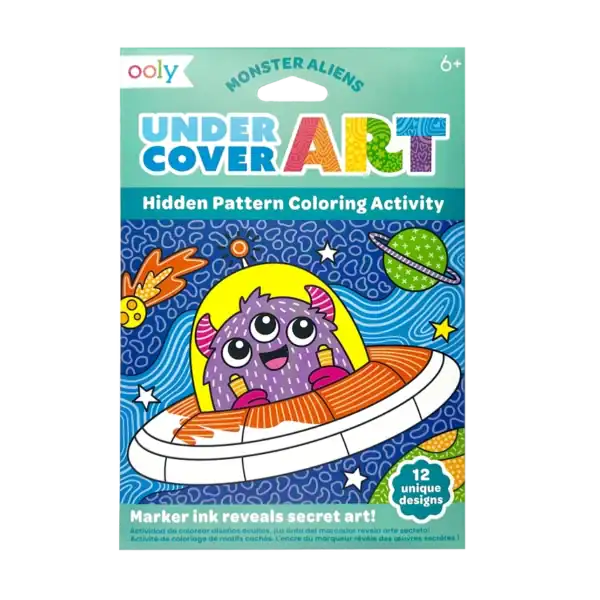 Monster aliens coloring activity with hidden patterns.